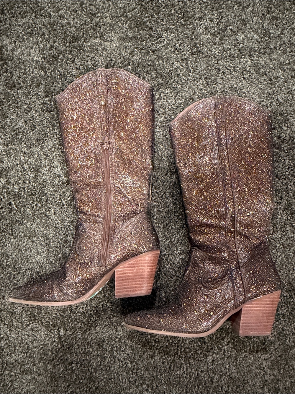 Matisse Sparkle Brown Glitter Western Mid-Calf Boots